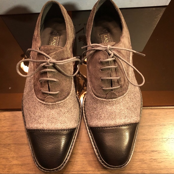 Authentic Lanvin Paris Gray Lace-Up Women’s Oxford - Picture 6 of 8